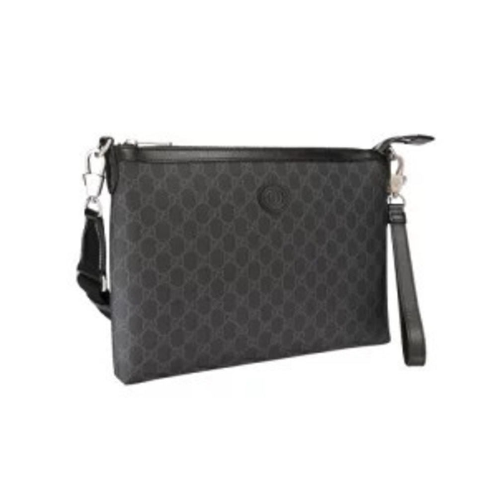 Gucci strap GG leather black wristlet Supreme canvas